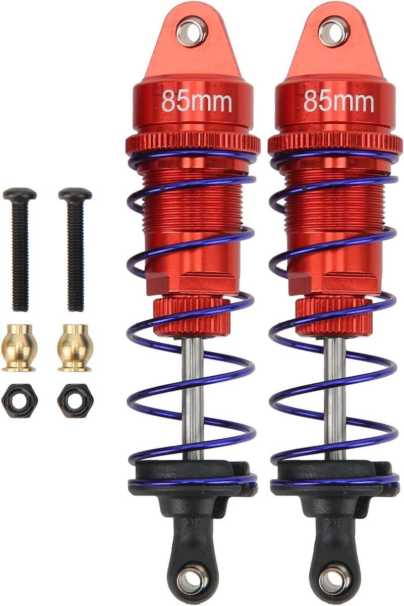 2 Stuks Aluminium RC Auto Schokdemper Set, 85mm Verstelbare Olie Druk Dempers voor 1/10 RC Voertuigen, Perfect voor Offroad en Racegebruik