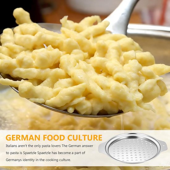 SnelShoppen - RVS Spätzle Maker met Deksel en Schraper, Spätzle Pers, Duits Eiernoedelmaker, Spaghetti Zeef voor Pasta, Keuken Accessoire — afbeelding 4