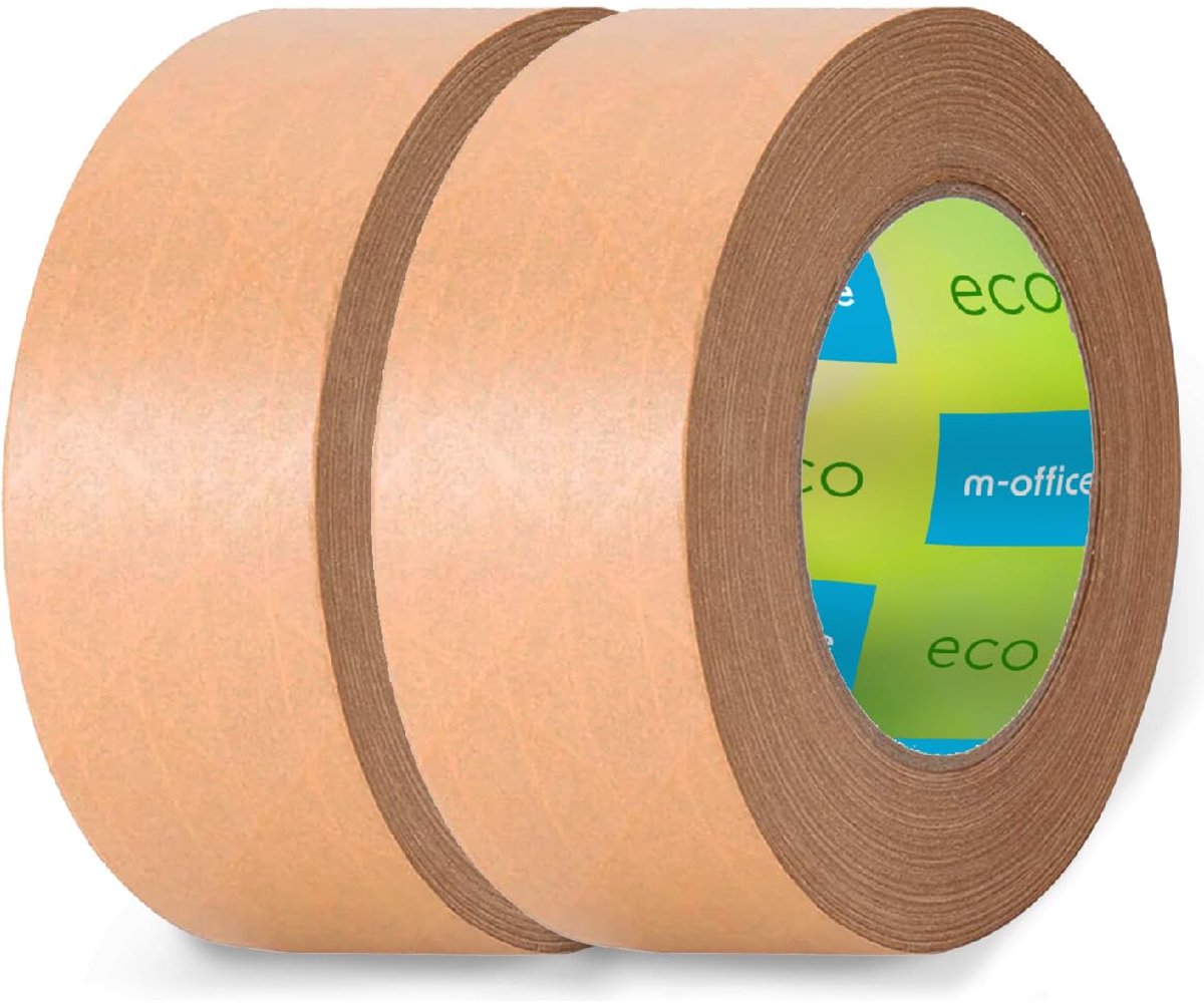 SnelShoppen - Kraft Papieren Tape - Verpakkingstape voor Verzenddozen, Verhuizingen en Creatieve Klussen - 2 Stuks, 72 mm x 50 Meter Bruin
