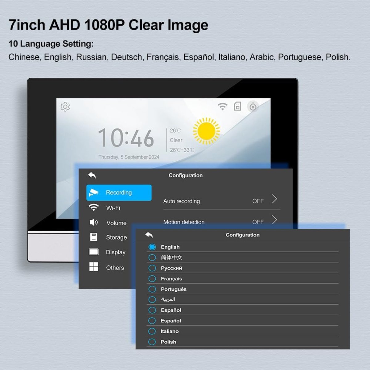 SnelShoppen - Tuya Smart Video Deurintercom 7 Inch WiFi 1080P AHD Nachtsicht Infrared Camera met Beeldscherm en Beweging Detectie