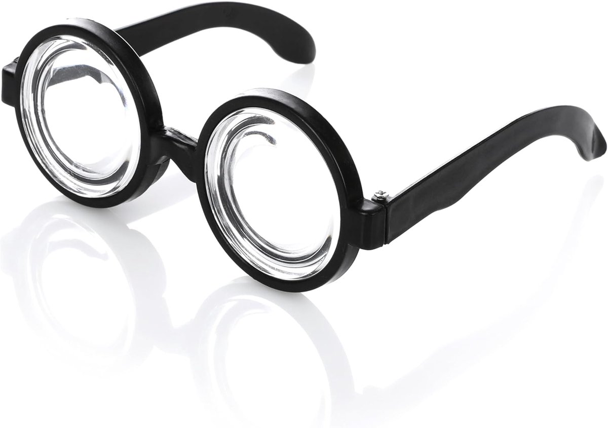 zwart, grappige hoornbril zonder sterkte, kostuumaccessoire voor oma, strever, gekke professor of wetenschapper
