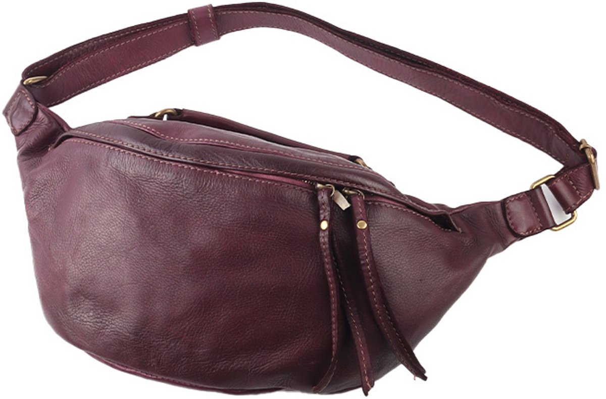 Giuliano lederen handtas Noelle - Bordeaux - Gewassen Leer - Made in Italy