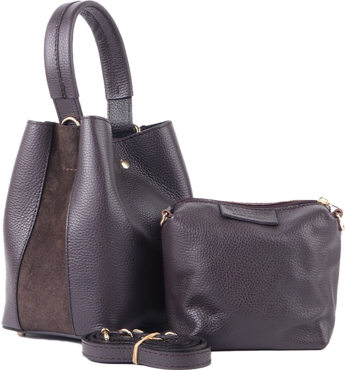 Giuliano lederen handtas Airah - Dames - Made in Italy - Koffie