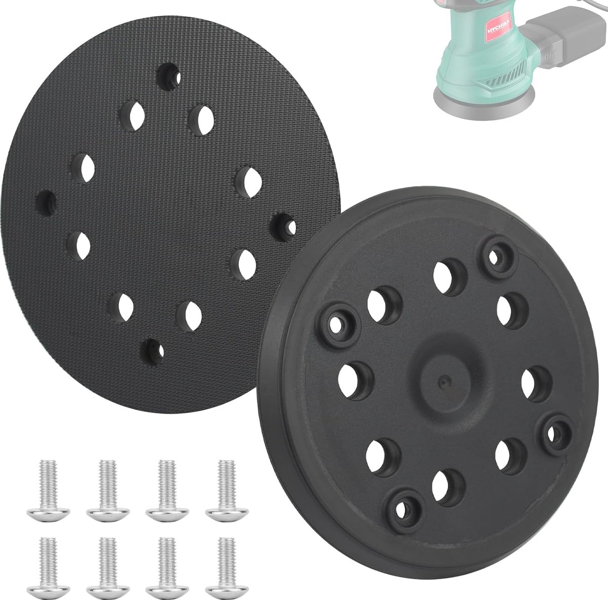 2 stuks klittenband-schuurschijven 125 mm met haak en lus, 8 gaten en 4 ogen, schuurplaat, compatibel met Bosch excentrische schuurmachine PEX 270 A en PEX 270 AE met schroeven