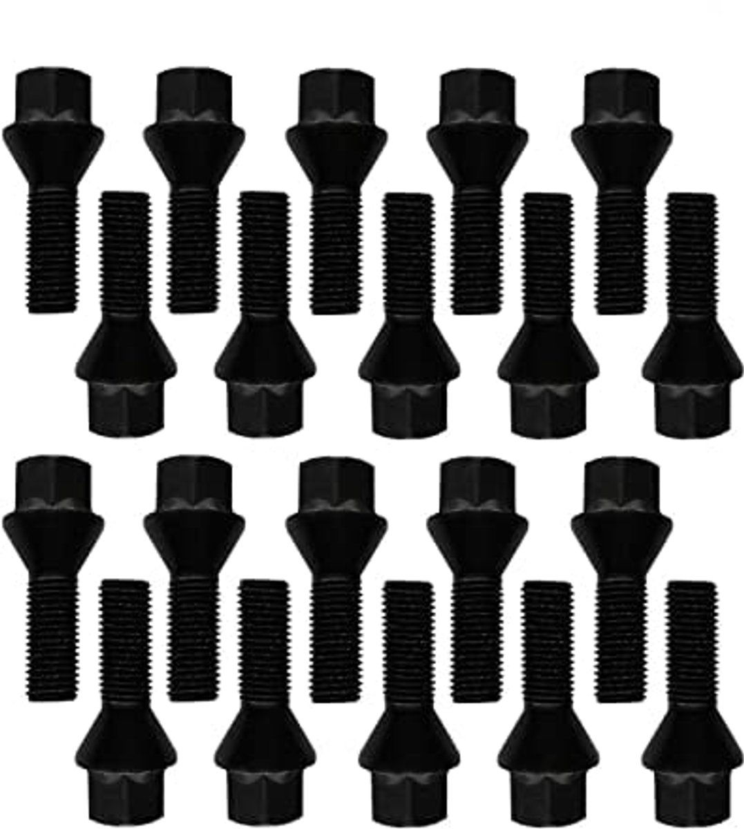 Bouten, wielbouten, kegelband, 60 graden, M12 x 1,25, 28 mm, compatibel met Alfa Romeo, Peugeot, Fiat, Citroen