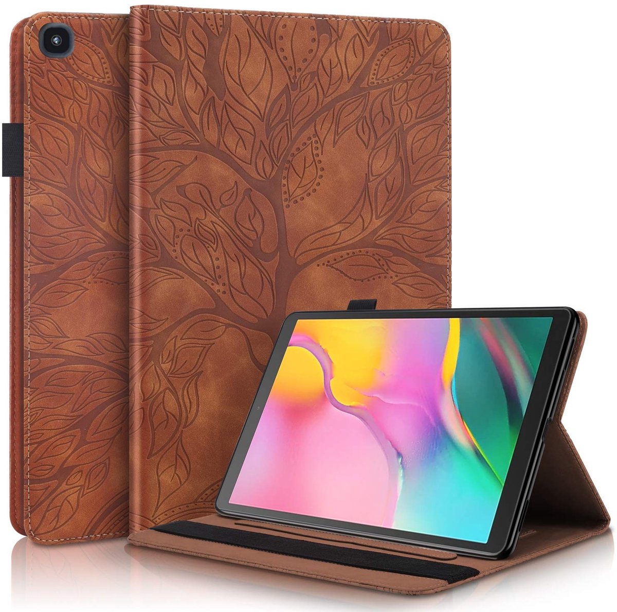 Omgoods - Folio Hoes voor Galaxy Tab A 10.1 inch 2019 - Bruin, Met Penhouder