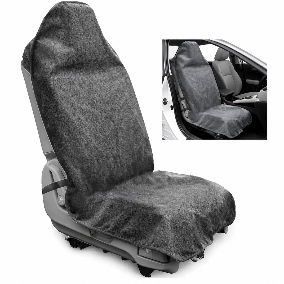VHV - Autostoelhoes waterdicht en zweetbestendig 75 x 142 cm - Universele antislip stoelbeschermer - Wasbaar - Grijs