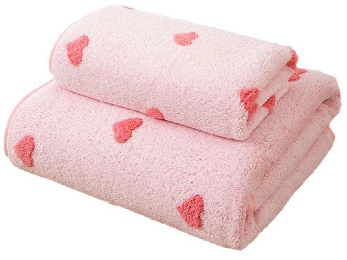 Omgoods - Sneldrogende Badhanddoek Set - 4 Stuks Roze Koraal Fleece