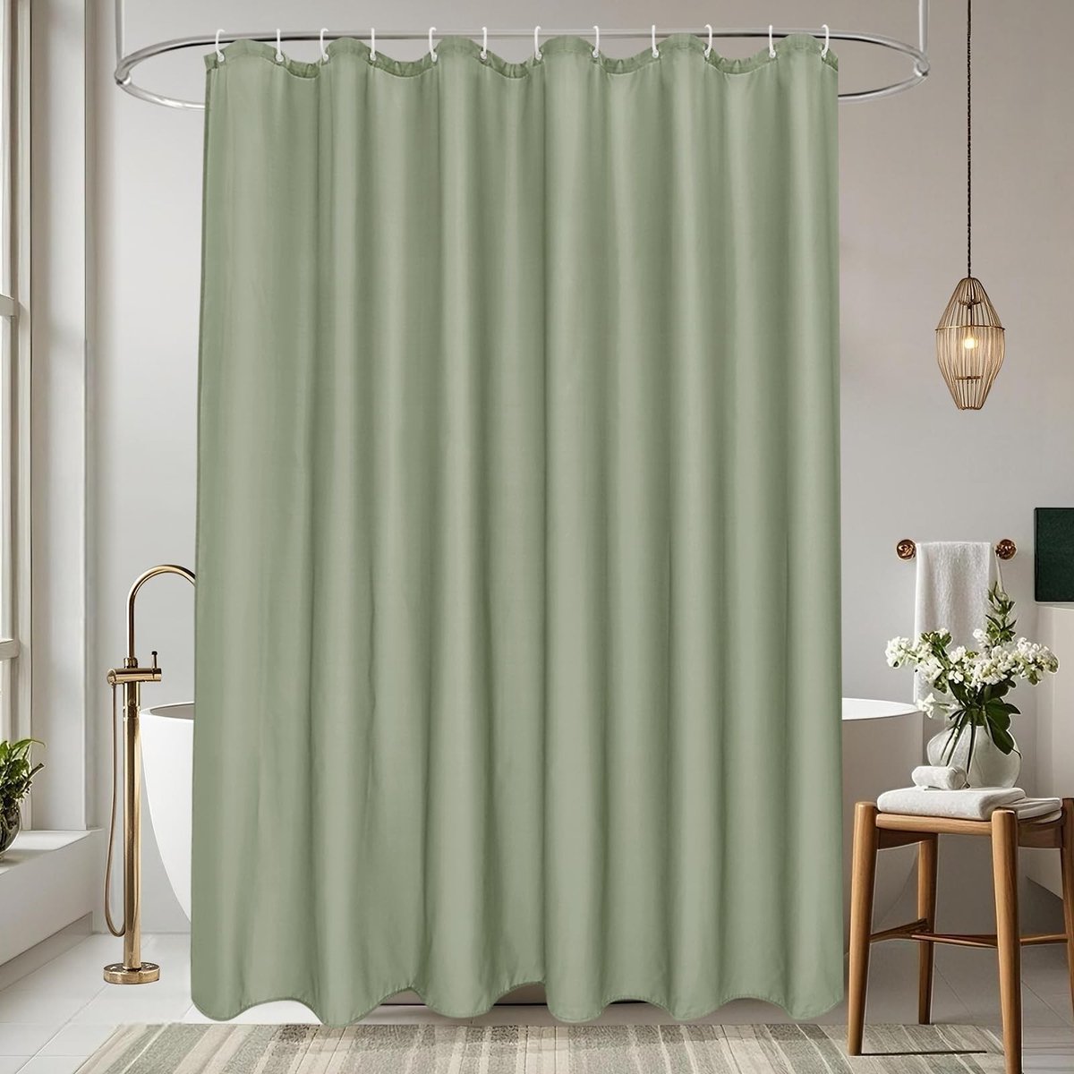 Omgoods - Douchegordijn Groen 180 x 210 cm Waterdicht en Wasbaar