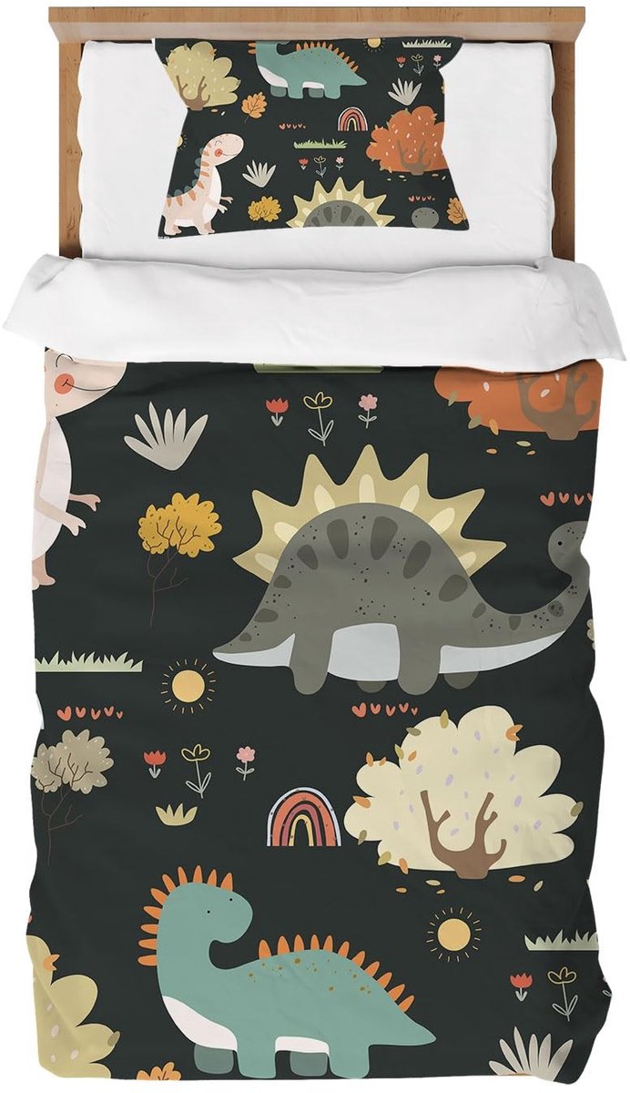 Omgoods - Dinosaur Dekbedovertrek Set 90 x 190 cm voor Kinderen