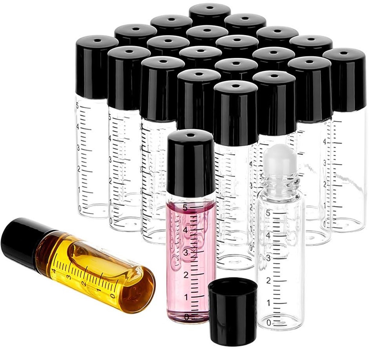 Omgoods - 50 Stuks 5 ml Helder Glazen Monsterflesjes met Dop