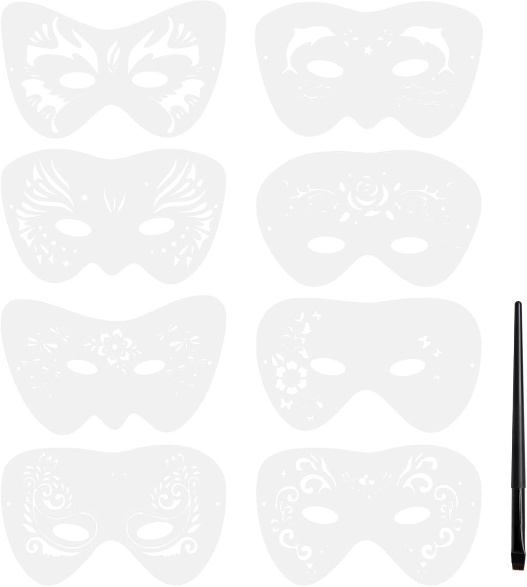 8 stuks gezichtsbeschildering oogtattoosjablonen, volwassen kinderschminken sjablonen kinderschminken sjablonen met zwarte eyeliner kwast, herbruikbaar gezichtsschilderij