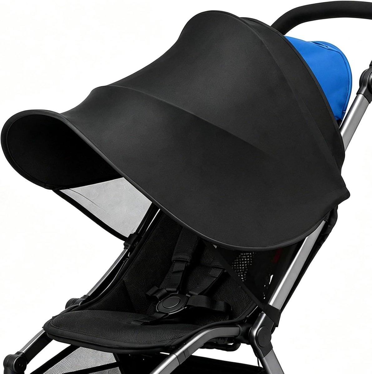 Universeel zonnescherm voor kinderwagen, zonwering met uv, flexibel verstelbaar zonnescherm voor babykuip, waterdichte luifels, zwart