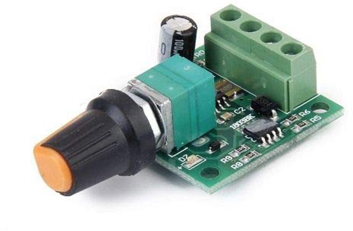 DC-motortoerentalregelaar, spanningsregelaar, dimmer voor motor, ondersteunt een maximale intensiteit van 2 A en maximaal uitgangsvermogen: 30 W, regelaar van 1,8 V tot 15 V
