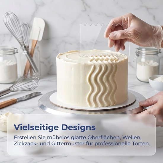 4 stuks taartspatel om glad te maken, taartschraper, taartspatel, taartgladmaker voor mousse, botercrème, taartdecoratie, beginners, professionals — afbeelding 3