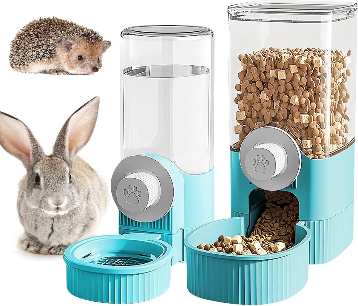 Automatische Drink- en Voederdispenser voor Katten en Konijnen, 2-in-1 Voedsel- en Waterdispenser met Hangfunctie, Ideaal voor Huisdieren
