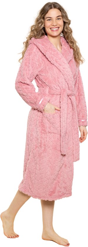 Damesbadjas teddy fleece met capuchon - Charlie Choe - 3 kleuren-s-blush