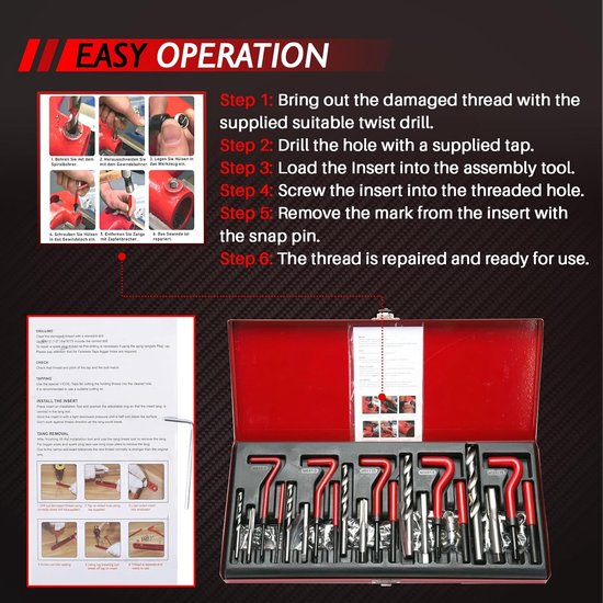 Reparatieset, schroefdraadreparatieset, 131-delig, vervanging voor — afbeelding 4
