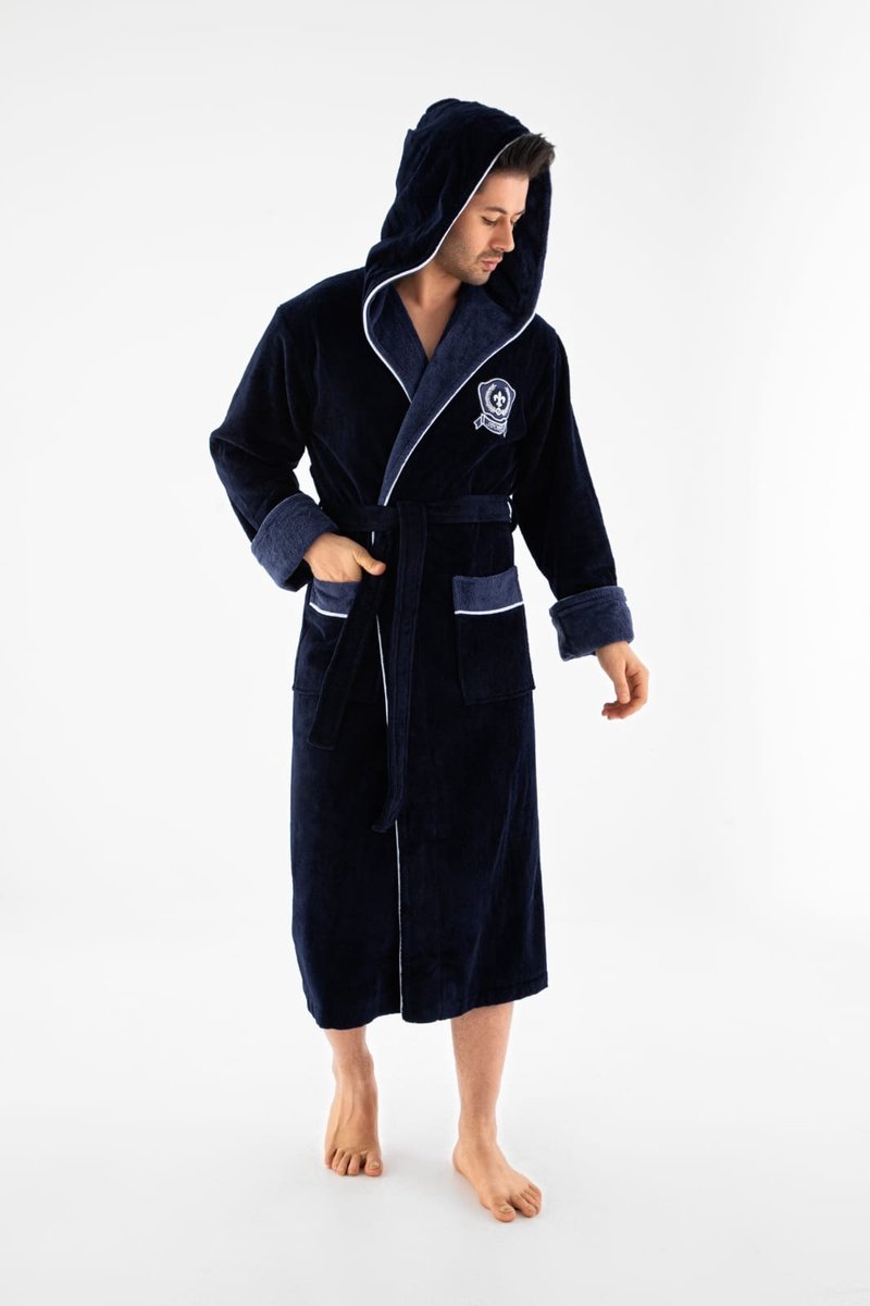 Heren Badjas Sport / Navy Blauw / L/XL