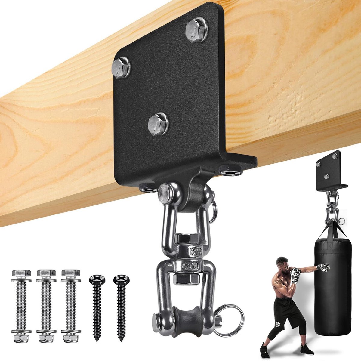 Bokszak Ophangbeugel - Zware Plafond- en Balkhaak voor Bokszak - Stevige Wandmontage Houder tot 450 kg - Voor Bokstraining, Muay Thai, Fitness, Hangstoel en Trainingsapparatuur
