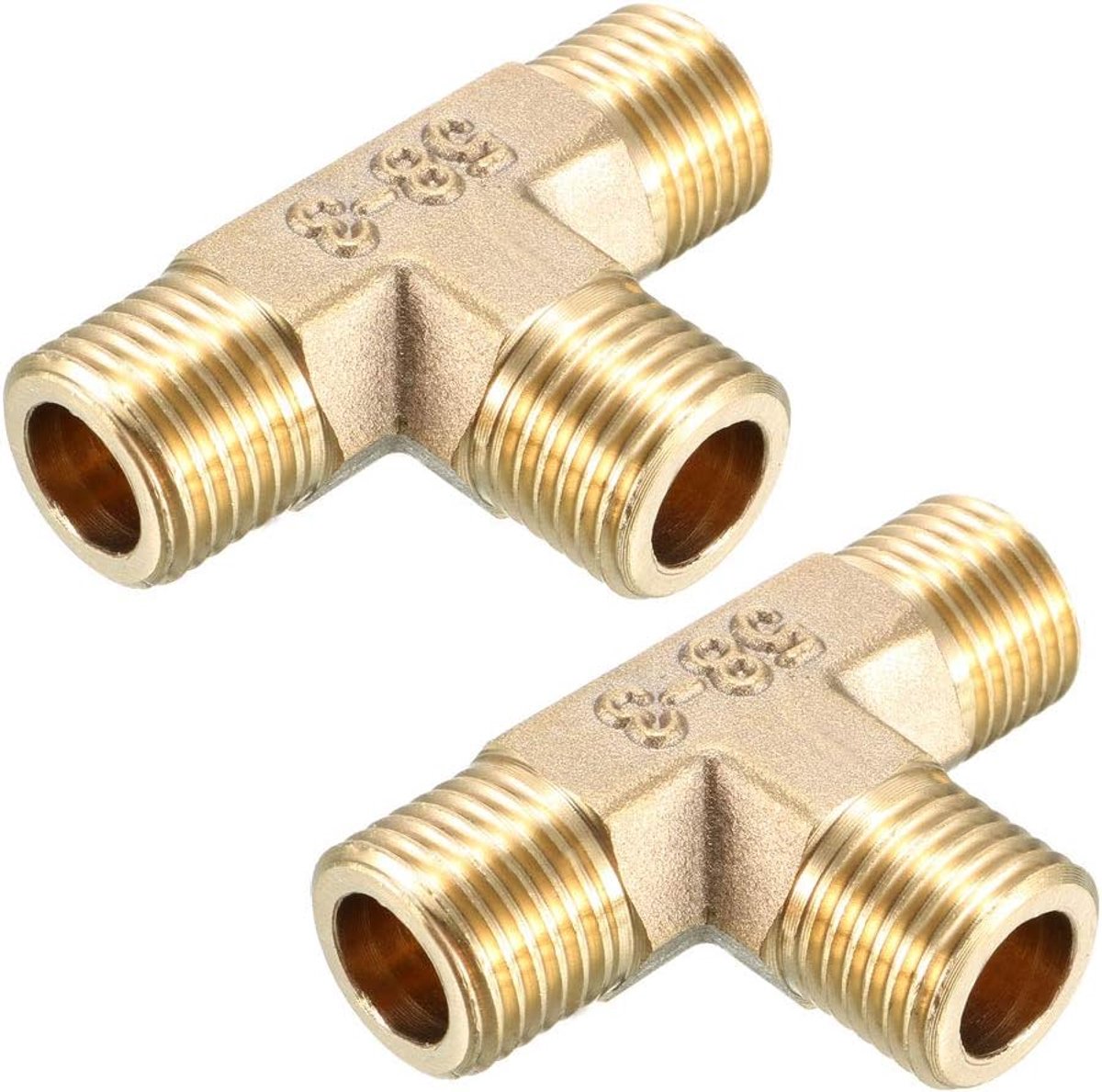 sourcing map 5 st. Tee buis montage klem 1/8 PT binnenschroefdraad T-vorm connector messing 1/4 PT Male, 2pcs