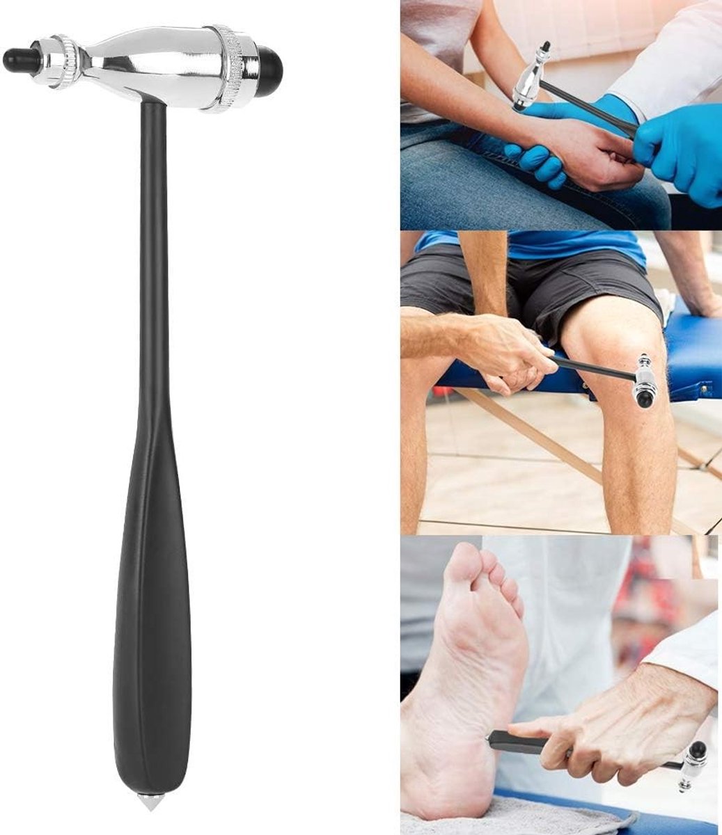 Dailygoods- Reflexhamer met dubbele kunststof kop - Medische Therapiehamer - Lichte Percussiehamer - Hoogwaardige Aluminiumlegering - Duurzaam en Praktisch - Diagnosehamer