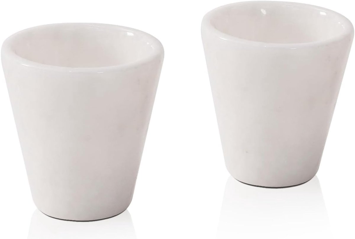 Marmeren Shot Bril 2 "Inch Witte Handgemaakte Whiskyglazen Set van 2 voor Tequila, Whisky en Cocktail Dranken, Elegante Drinken Cups & Glazen Voor Thuis Bar