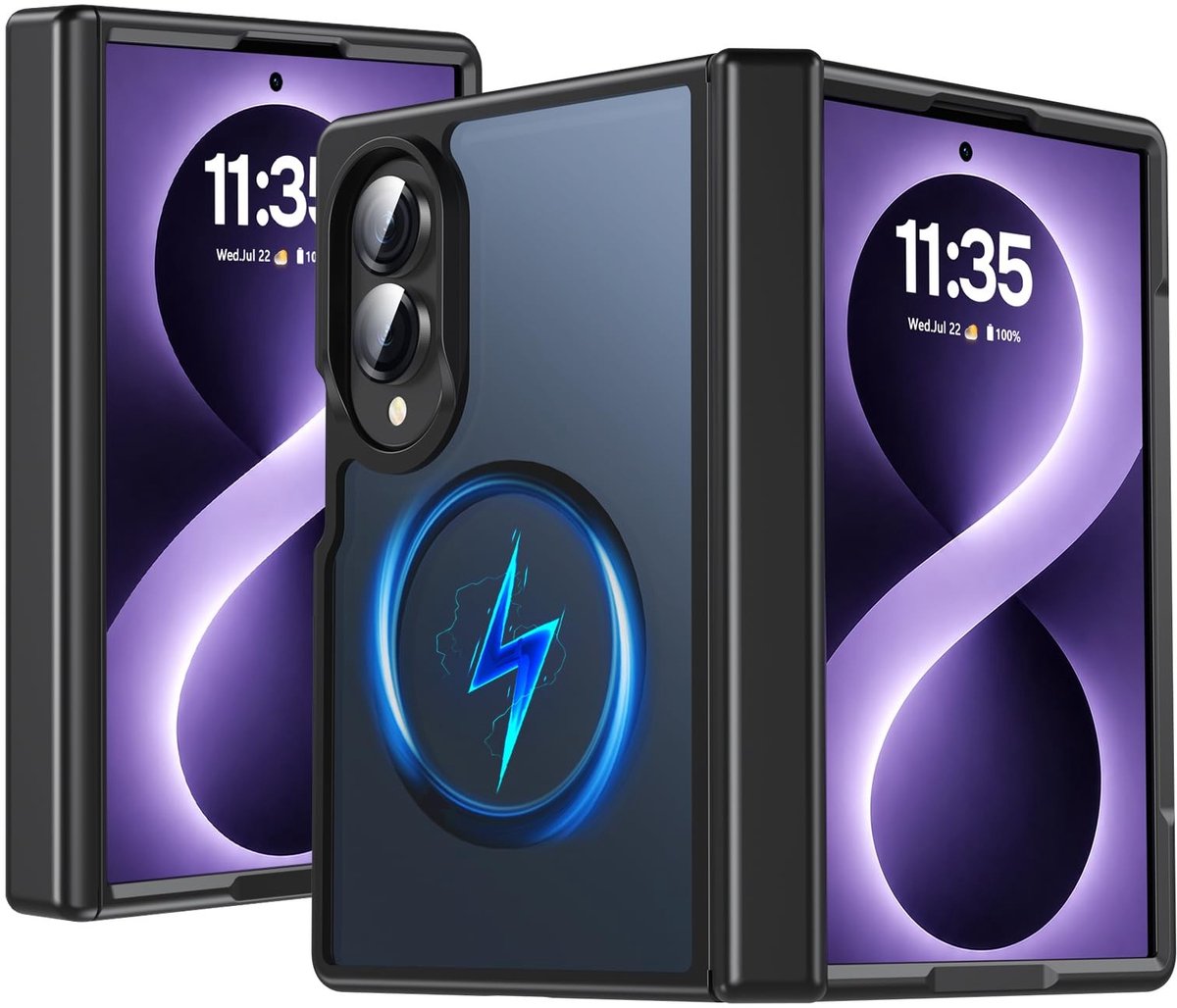 Omgoods - Magnetische Hoes voor Samsung Galaxy Z Fold 8 met Scharnierbescherming - Zwart
