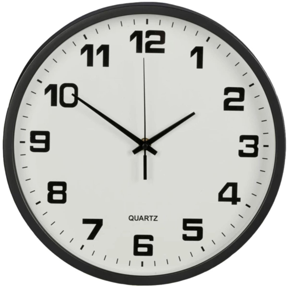 Omgoods - Wandklok 25 cm - Stil, Zwart, Ronde Kwartsklok voor Keuken en Woonkamer