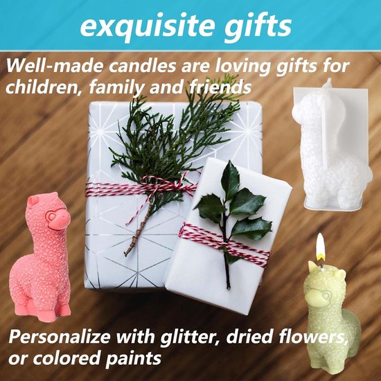 2 siliconen gietvormen voor Kerstmis, alpaca, kaarsen, zeep, gips — afbeelding 4