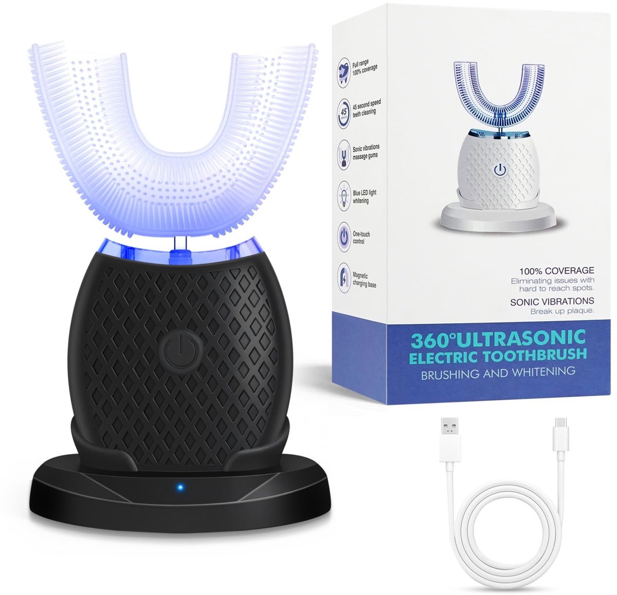 Omgoods - Automatische Ultrasone Tandenborstel met Timer - 360° Reiniging voor Volwassenen