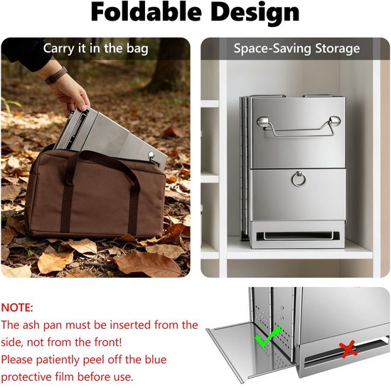 Omgoods - Camping Grill en Houtoven - Draagbare met Opbergtas — afbeelding 4