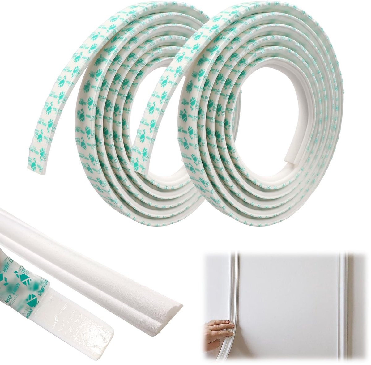 Omgoods - Zelfklevende Stuclijsten voor Wanddecoratie - Flexibele Decoratieve Lijsten (6 m, Wit)