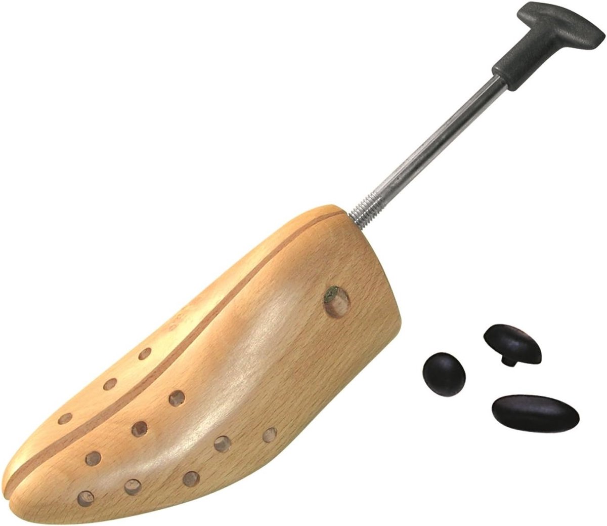 1 stuk schoenstretcher, schoenbreder, schoenspanner van beukenhout en mechaniek van metaal