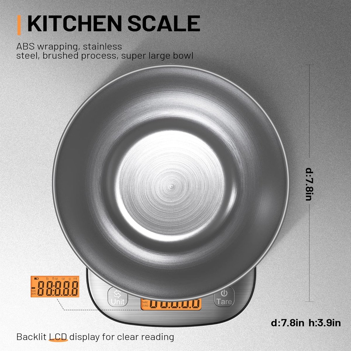 Digitale keukenweegschaal Grammen en Oz Gewicht, IPX6 Waterbestendig, Professionele weegschaal van roostvrij staal 11 lb/0,01 oz met bakkom
