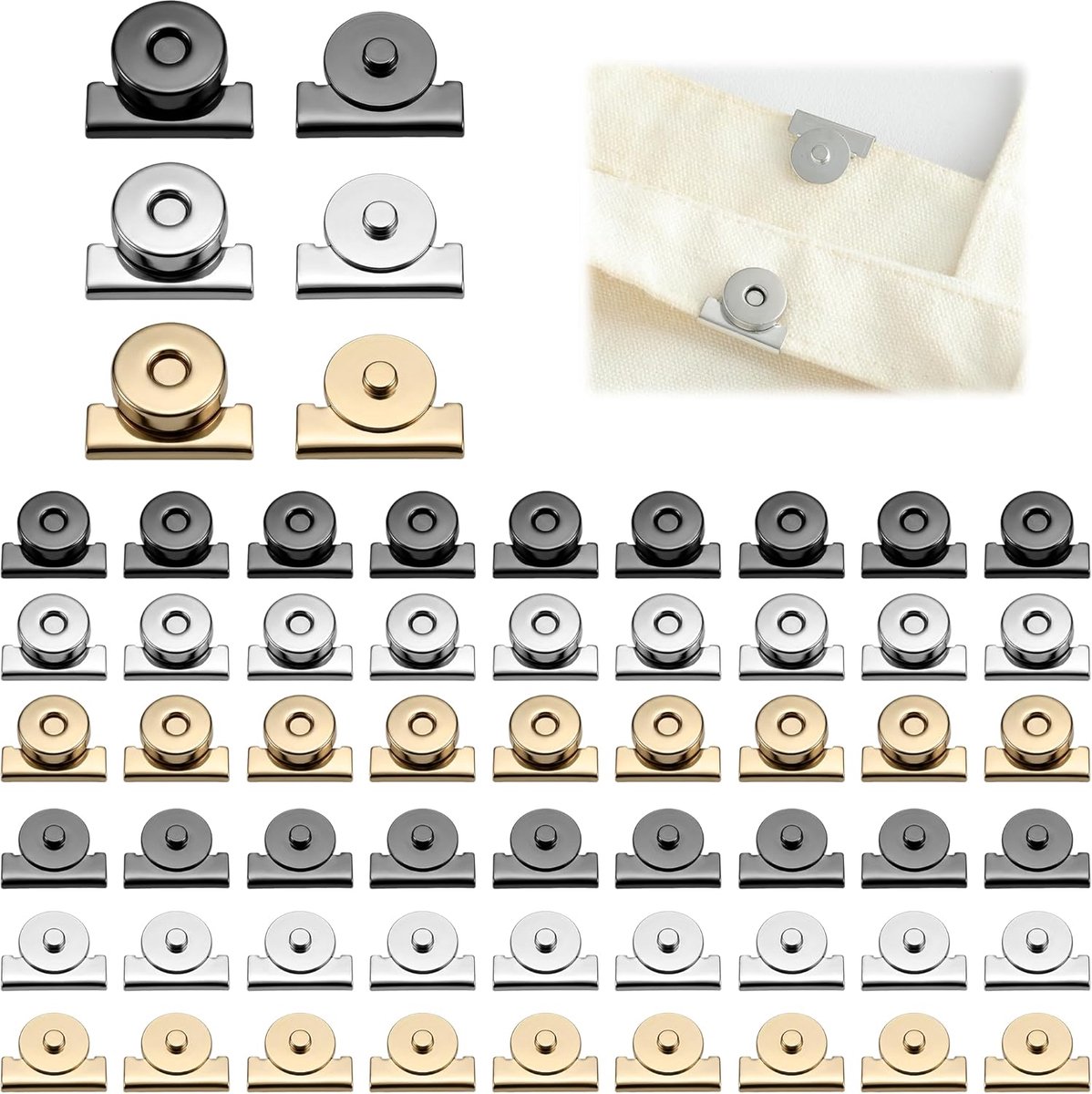 30 Paar Magneetsluiting Tas, Magneetsluiting voor Tassen | Magnetische Drukknoop, Naadloze Magneetgespsluiting voor Kleding, Magnetische Drukknopen, Magneetknoop voor Tassen, Gordijnen
