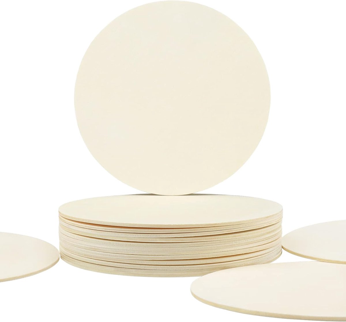 Houten Cirkel Set - 16 Stuks 15 cm/6 Inch Onafgewerkte Ronden Voor Ambachten, Pyrografie - Lege Plaquettes, Dunne Schijven
