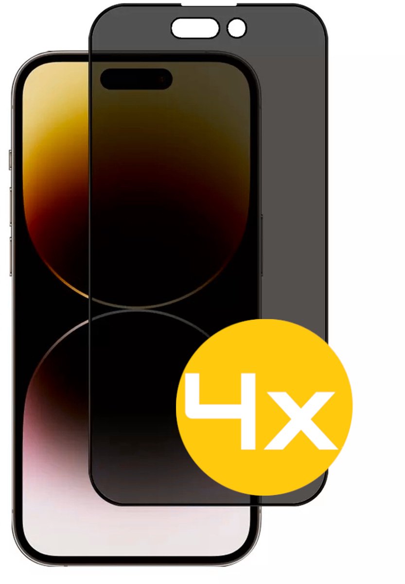Privacy Screenprotector Geschikt Voor iPhone 14 Pro Max - Volledige Beschermglas - 4 Stuks
