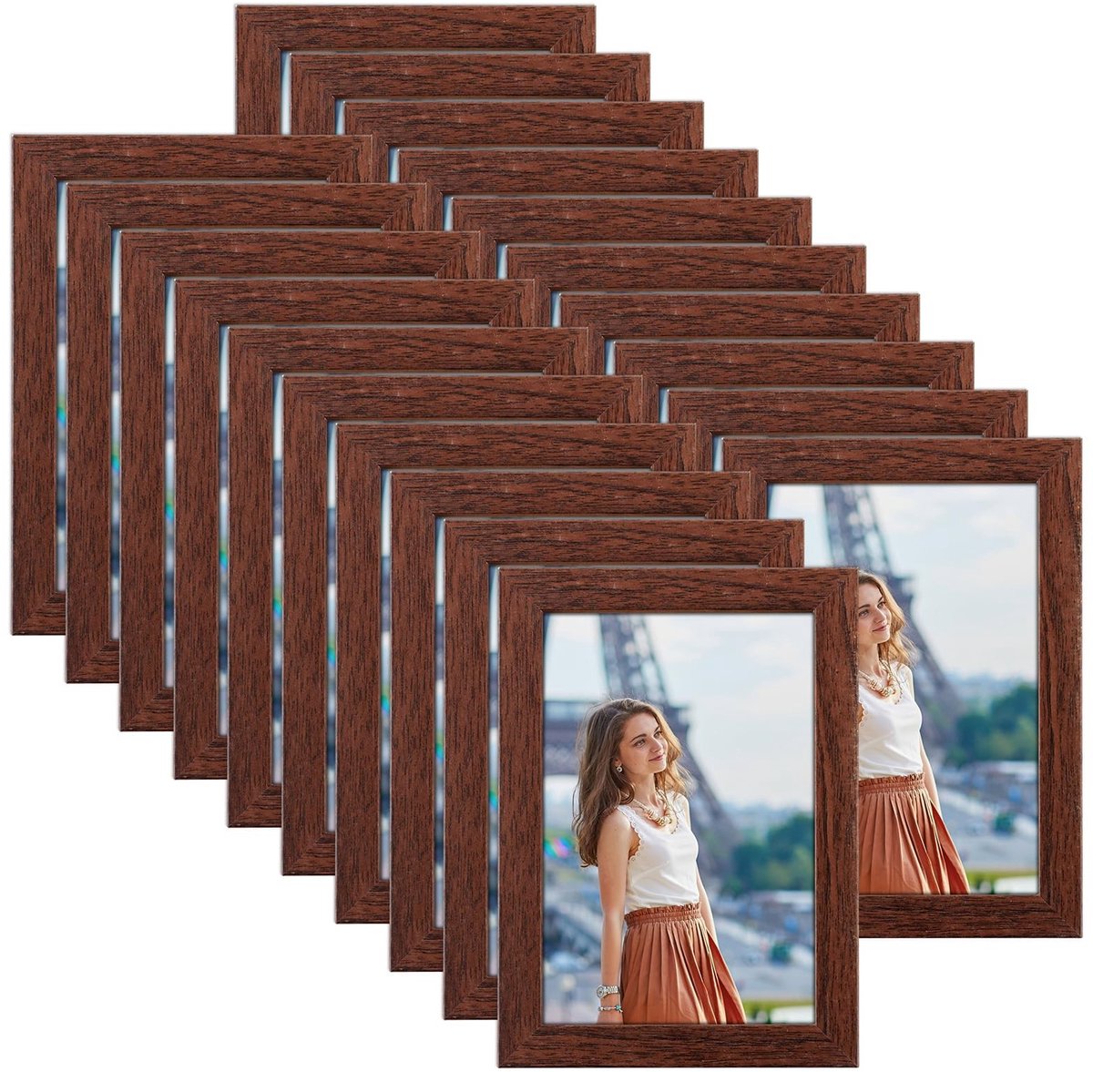 Omgoods - Fotolijsten 20 Stuks 10 x 15 cm - Donkere Koffie Kleur