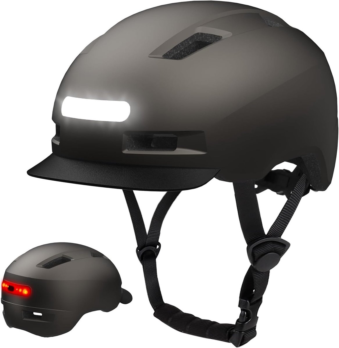 Fietshelm, voorlicht en achterlicht (led), 5 lichtmodi voor mannen en vrouwen, lichte fietshelm voor fietsen, trekking