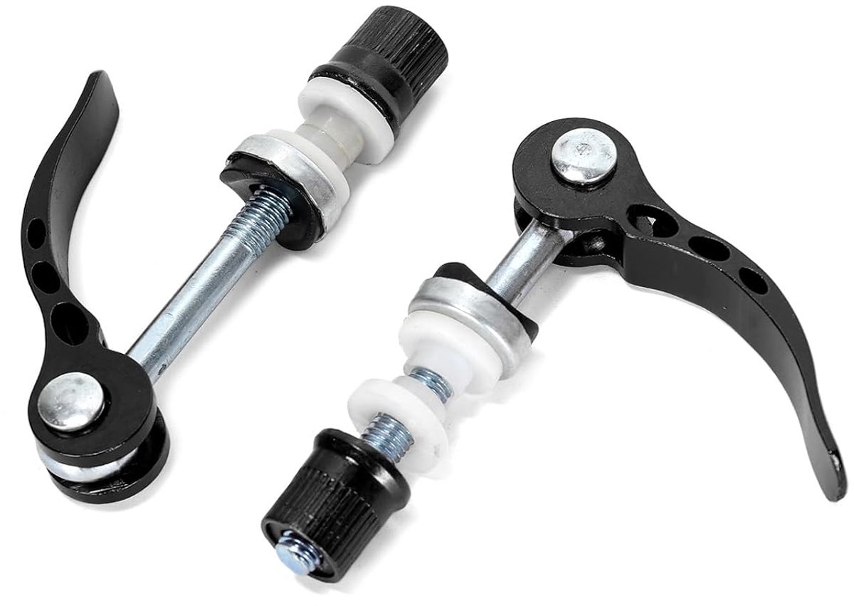 2 stuks Aluminium Legering Fiets Zadelpen Klemschroef, Zwarte Snelspanner Bout M6 x 70mm, voor Alle Soorten Fietsen