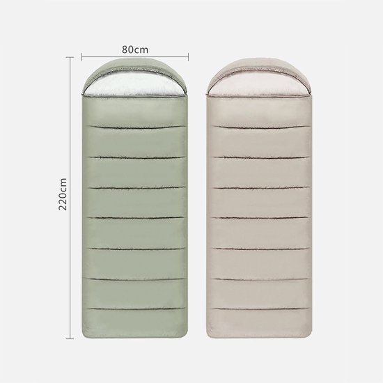 Rechthoekige Slaapzak - Kampeerzak Envelop - Kamperen en Reizen - Waterdicht Ademend Warm - 190+30x80cm - Beige/Groen — afbeelding 2