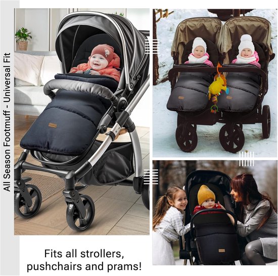 Baby Voetenzak - Kinderwagen deken - Warmte buiten - Wind en waterdicht - 95 x 43 cm - Zwart — afbeelding 5