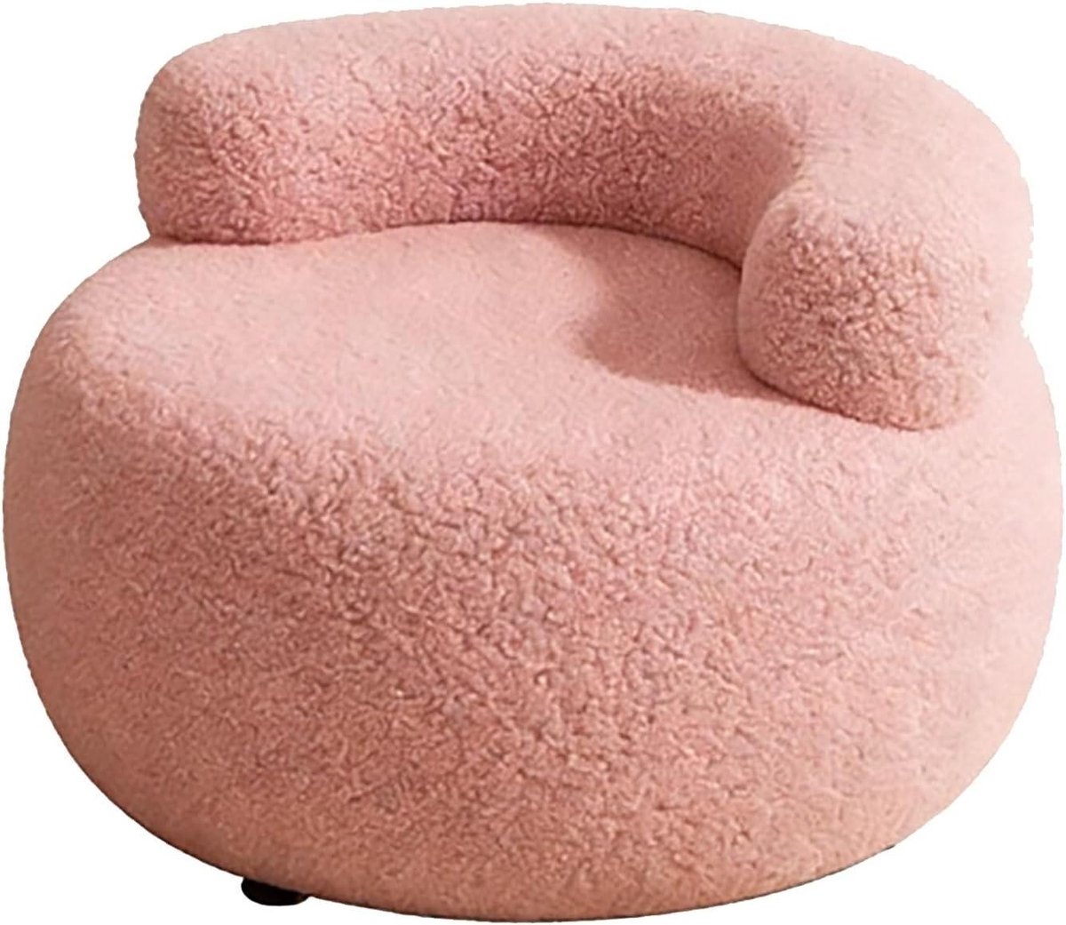 Gestoffeerde Ronde Poef - Voetenbankje Zitje - Ontspannen Zitten - Gebogen Rugleuning - 40x32x40 cm - Roze