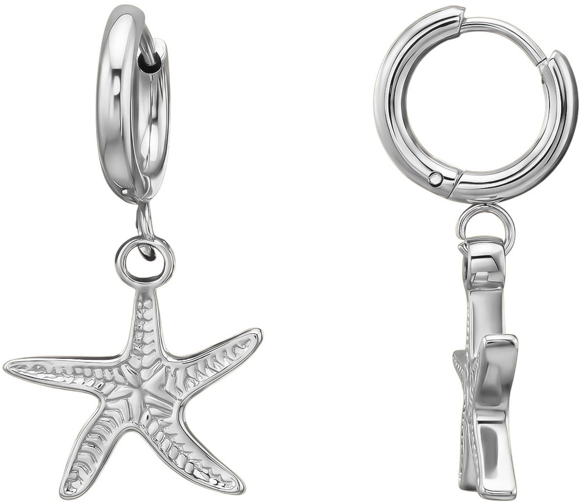 Joy Ibiza - zeester oorbellen - ster bedel oorringen - 11 mm met klap scharnier sluiting - starfish - ear party boho - bohemian style - chirurgisch staal - ip/pvd t36