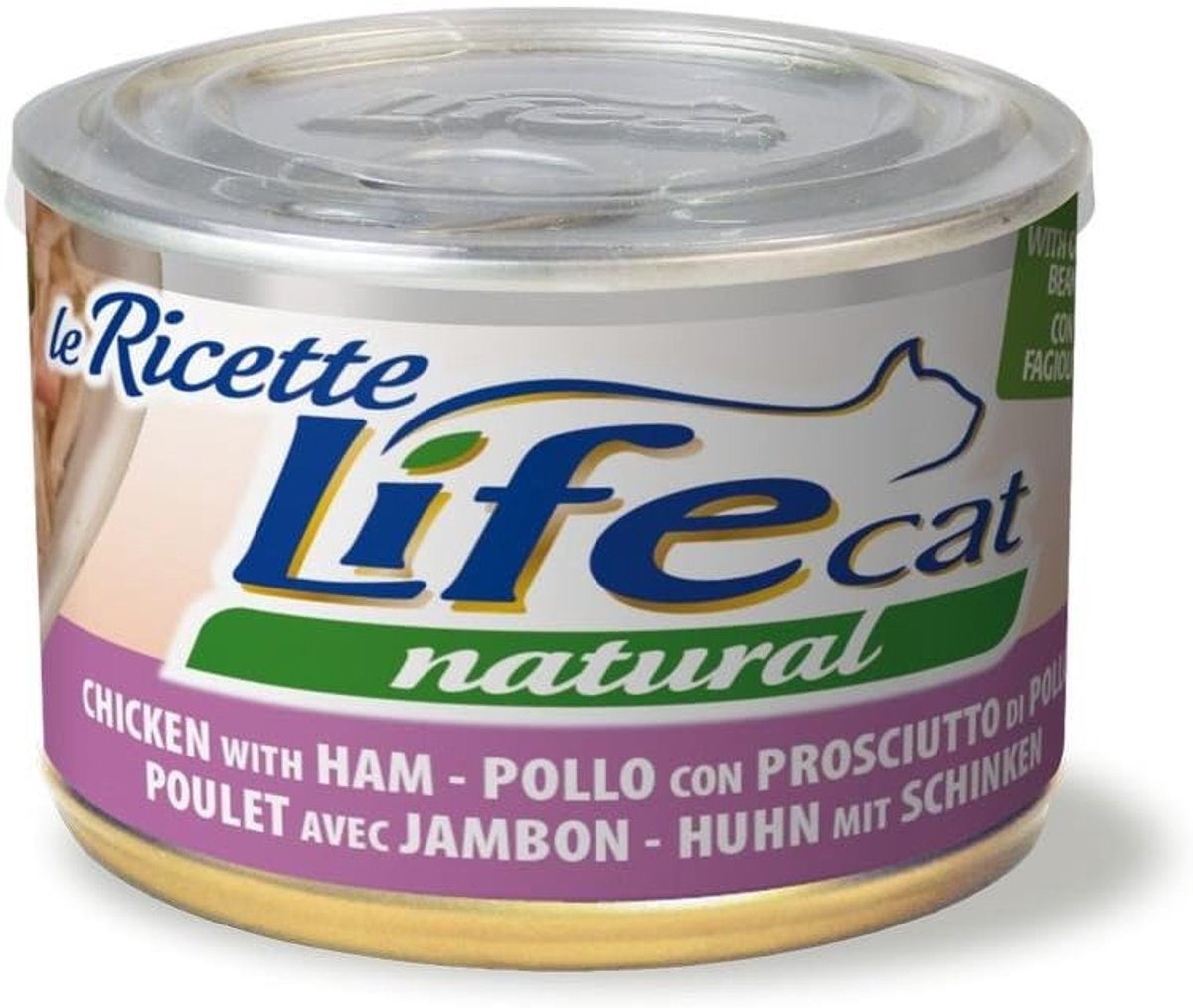 SnelShoppen - Life Cat 102391 kattenvoer met kip, ham en bonen, groen, 150g, natuurlijke ingrediënten, zonder toevoegingen, ideaal voor katten