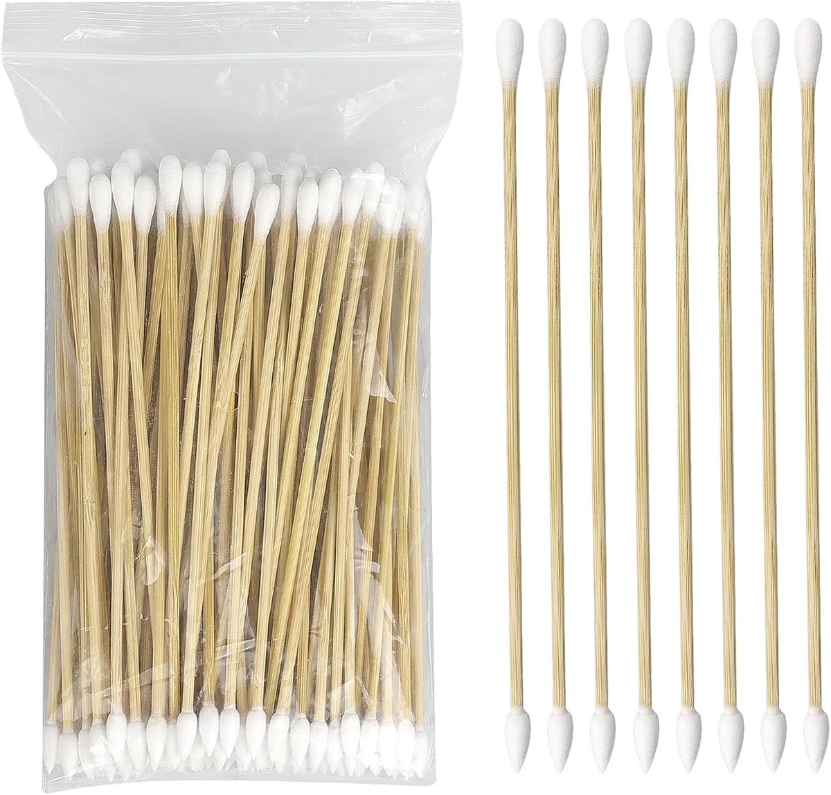 Oorstaafjes - Pakket Van 100 Bamboe-Wattenstaafjes - 15 Cm - Wattenstaafjes Voor De Oren - Dubbelzijdig - Reinigingsstaafjes Voor Make-Up - Reiniging, Wenkbrauwen, Schoonheid - Nagels