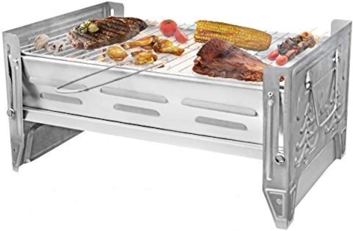 SnelShoppen - Stabiele mini grill - praktische reisbarbecue met afneembaar grillrooster - eenvoudig schoon te maken camping barbecue