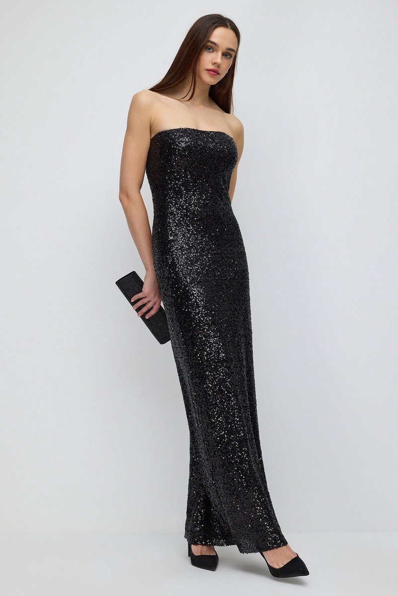Robe longue bustier à sequins