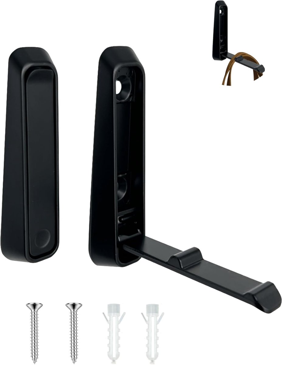 SnelShoppen - 2 Stuks Vouwbare Wandhaken, Zinklegering Wandhaken, Zwarte Haken voor Garderobe, Keuken, Badkamer, Muurbevestigde Jassenhaken